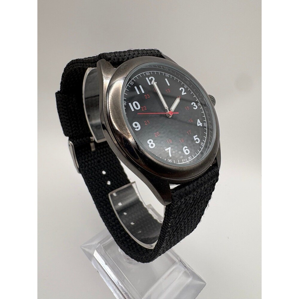Vintage Military-Style Field Quartz Watch Black Dial | New Battery